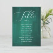 濃い緑の座席表。エメラルドエレガントな結婚式 招待状 (スタンド正面)
