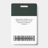 濃い緑の従業員名ビジネスロゴスタッフラベル バッジ (裏面)