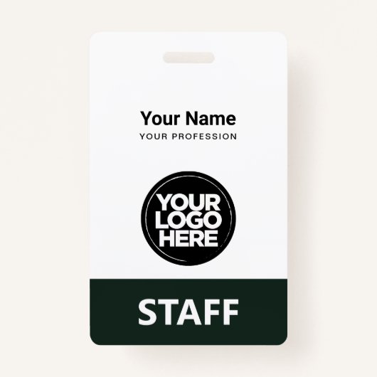 濃い緑の従業員名ビジネスロゴスタッフラベル バッジ (正面)