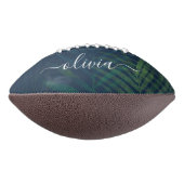 濃い緑の手のひら葉のパターン アメリカンフットボール (回転90)