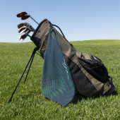 濃い緑の手のひら葉のパターン ゴルフタオル (グリーン)