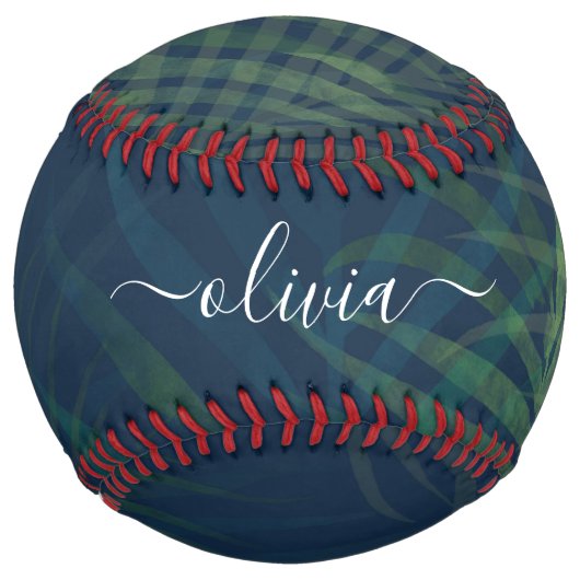 濃い緑の手のひら葉のパターン ソフトボール (正面)