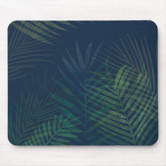 濃い緑の手のひら葉のパターン マウスパッド (正面)