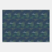 濃い緑の手のひら葉のパターン ラッピングペーパーシート (正面3)