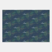 濃い緑の手のひら葉のパターン ラッピングペーパーシート (正面2)