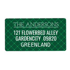 濃い緑の格子模様伝統的 ラベル