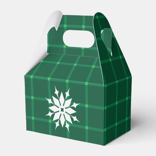 濃い緑の格子状の伝統的クリスマス フェイバーボックス (正面サイド)