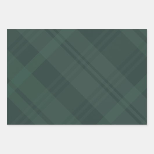 濃い緑の格子状はっきりしたのクリスマスの休日 ラッピングペーパーシート (正面2)