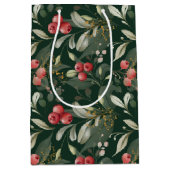 濃い緑の植物エレガントのクリスマス ミディアムペーパーバッグ (正面)