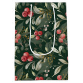 濃い緑の植物エレガントのクリスマス ミディアムペーパーバッグ (裏面)