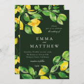 濃い緑の水の色のレモン地中海の 招待状 (正面/裏面)