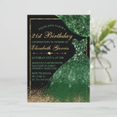 濃い緑の水彩カラードレス21歳誕生日 招待状 (スタンド正面)