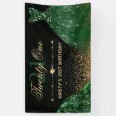 濃い緑の水彩カラードレス21歳誕生日 横断幕 (縦)