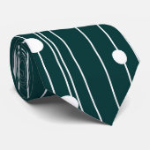 濃い緑の水玉模様に白いパターン ネクタイ (ロール)