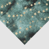 濃い緑の水色と金ゴールド星 薄葉紙 (詳細)