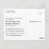 濃い緑の水色洗濯の延期結婚の ポストカード (裏面)