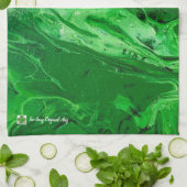 濃い緑の淡い緑の抽象芸術 キッチンタオル (折り畳み)