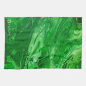 濃い緑の淡い緑の抽象芸術 キッチンタオル (横)