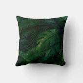 濃い緑の熱帯葉模様 クッション (裏面)