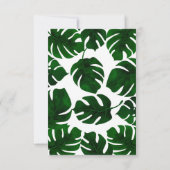 濃い緑の熱帯葉白金ゴールドテーブル番号 招待状 (裏面)