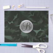 濃い緑の熱帯離れモノグラムレターイニシャル 薄葉紙 (クラフト)