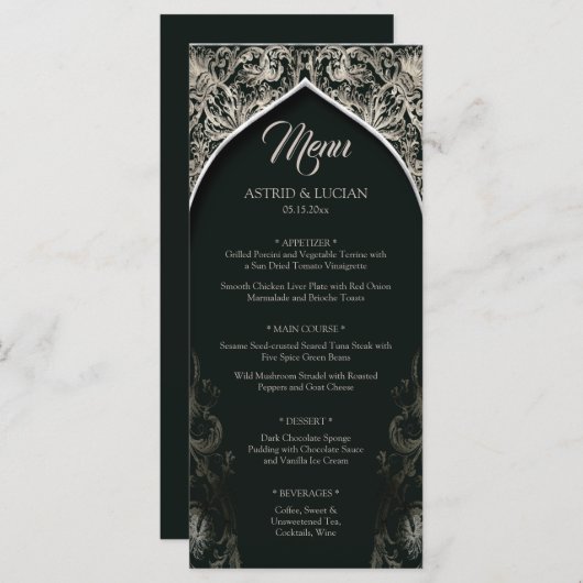 濃い緑の王宮の銀が輝結婚く メニュー (正面/裏面)