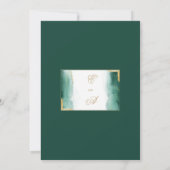 濃い緑の白い水の色の金ゴールド結婚グリッター 招待状 (裏面)