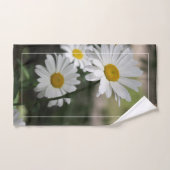 濃い緑の白い野花 バスタオルセット (ハンドタオル)