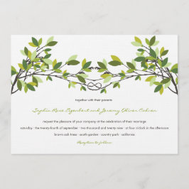 濃い緑の結び付いた愛の木サマー結婚ズ 招待状