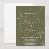 濃い緑の結婚式招待状 招待状 (正面/裏面)