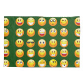 濃い緑の絵文字ピローケース 枕カバー (裏面-左)