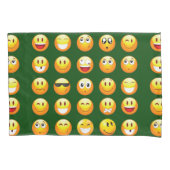 濃い緑の絵文字ピローケース 枕カバー (正面左)