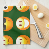 濃い緑の絵文字 キッチンタオル (四つ折り)