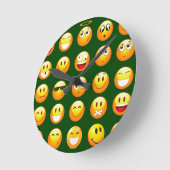 濃い緑の絵文字 ラウンド壁時計 (傾斜)