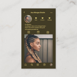 濃い緑の編組instagramフォトグリッドQrコード 名刺