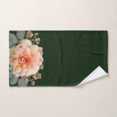 濃い緑の背景にピンクのバラの薄紫の芽 バスタオルセット (ハンドタオル)