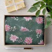 濃い緑の背景にピンクのポインセチアの花 薄葉紙 (ギフト)