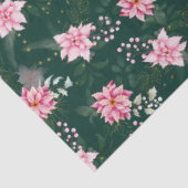 濃い緑の背景にピンクのポインセチアの花 薄葉紙 (詳細)