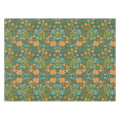 濃い緑の背景の花柄 テーブルクロス (正面(横))