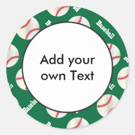 濃い緑の背景を持つ野球 |カスタマイズ ラウンドシール