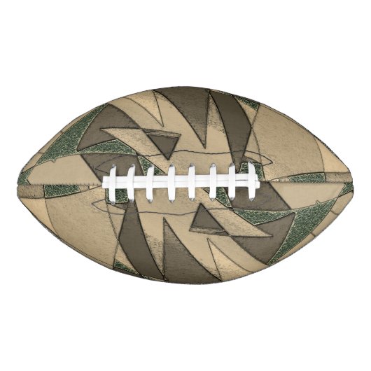 '濃い緑の背景'上のベージュ三角形切り出し アメリカンフットボール (正面)