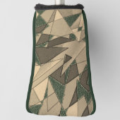 '濃い緑の背景'上のベージュ三角形切り出し ゴルフヘッドカバー (回転90)