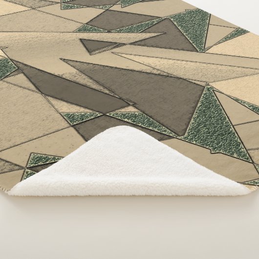 '濃い緑の背景'上のベージュ三角形切り出し シェルパブランケット (3/4)