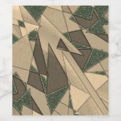 '濃い緑の背景'上のベージュ三角形切り出し ワインラベル (シングルラベル)