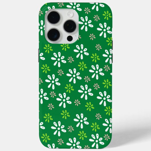 濃い緑の花パターンiPhone 15 Pro Maxケース Case-Mate iPhoneケース (裏面)