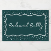 濃い緑の花嫁モダン付きお洒落メイドバブリーミニ スパークリングワインラベル (シングルラベル)