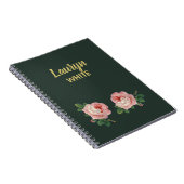濃い緑の葉上にピンクの花と花 ノートブック (右側)