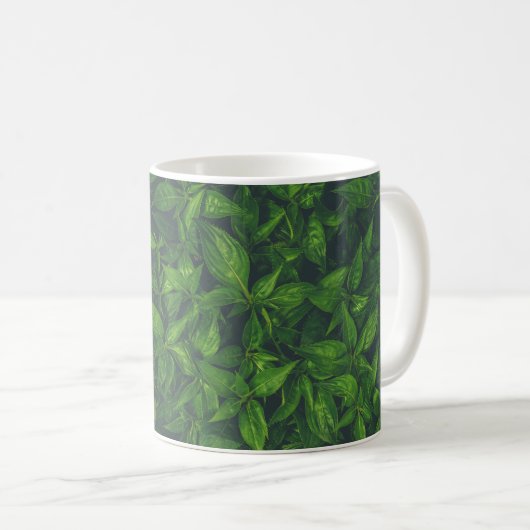 濃い緑の葉 コーヒーマグカップ (正面右)