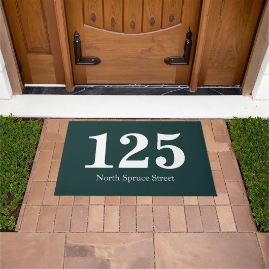 濃い緑の通りアドレスパーソナライズされた ドアマット (室外)