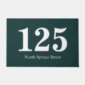 濃い緑の通りアドレスパーソナライズされた ドアマット (正面)